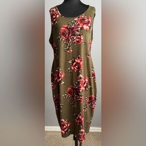Elegant Olive Floral Maxi Dress